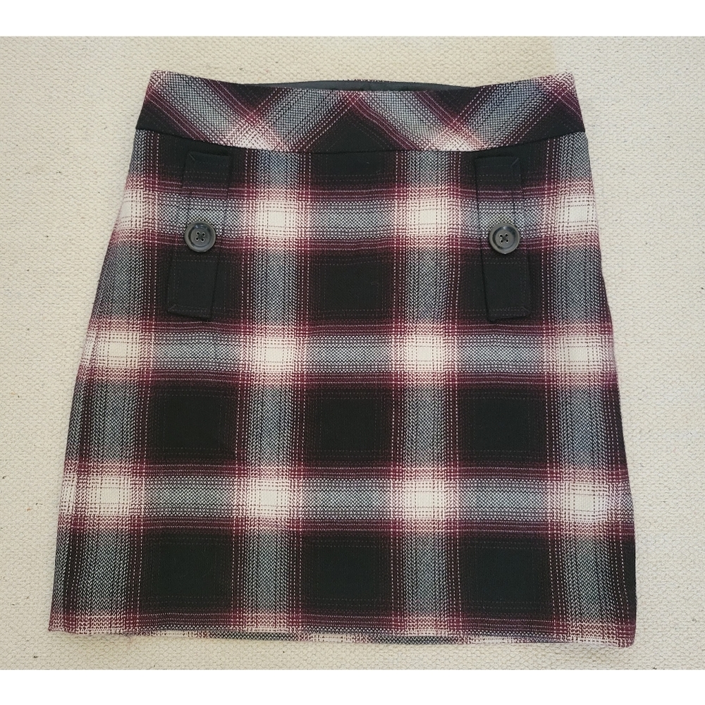 Womens Loft mini plaid skirt size 00P red and cream